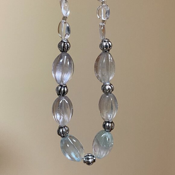 Genuine Pale Green Fluorite Beaded Necklace, Natural Gemstone Bib Necklace - Picture 11 of 15